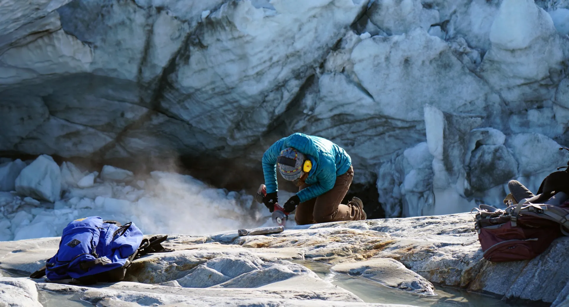 Sampling bedrock next to the Greenland Ice Sheet